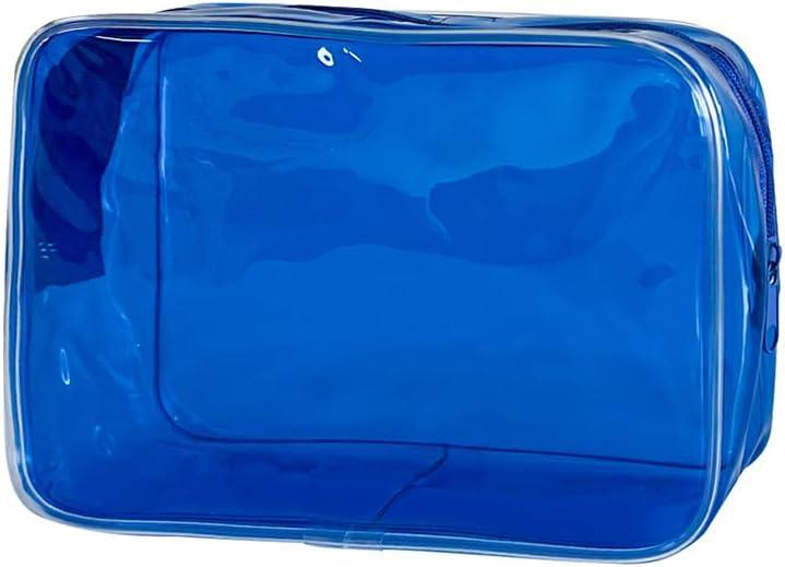 Neon TSA Approved Clear Toiletry Pouch, 7"x2.3"x4.7" Size, PVC Travel Makeup Bags for Toiletries, Transparent Cosmetic Bag for Women and Men Small (Dark Blue)