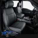 Super Cover for Ford F150 Seat Covers 2015-2025 2026, Full Set Custom Fit Faux Leather Car Seat Covers, Waterproof Pickup Truck Accessories for SuperCrew/CrewCab 1st Row Bucket Seats (XL, XLT), Black