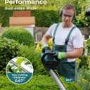 20'' Hedge Trimmer Cordless with Battery, Electric Handheld Bush Clipper with 2 Pack Rechargeable Batteries, 3000RPM 180 Rotatable Head, 2/3'' Blade Gap, Gardening Gifts for Mother's Day