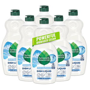 Seventh Generation Dish Liquid Soap Free & Clear liquid soap Pack of 6 Dishwashing Soap Dish Soap for sensitive skin 19 oz