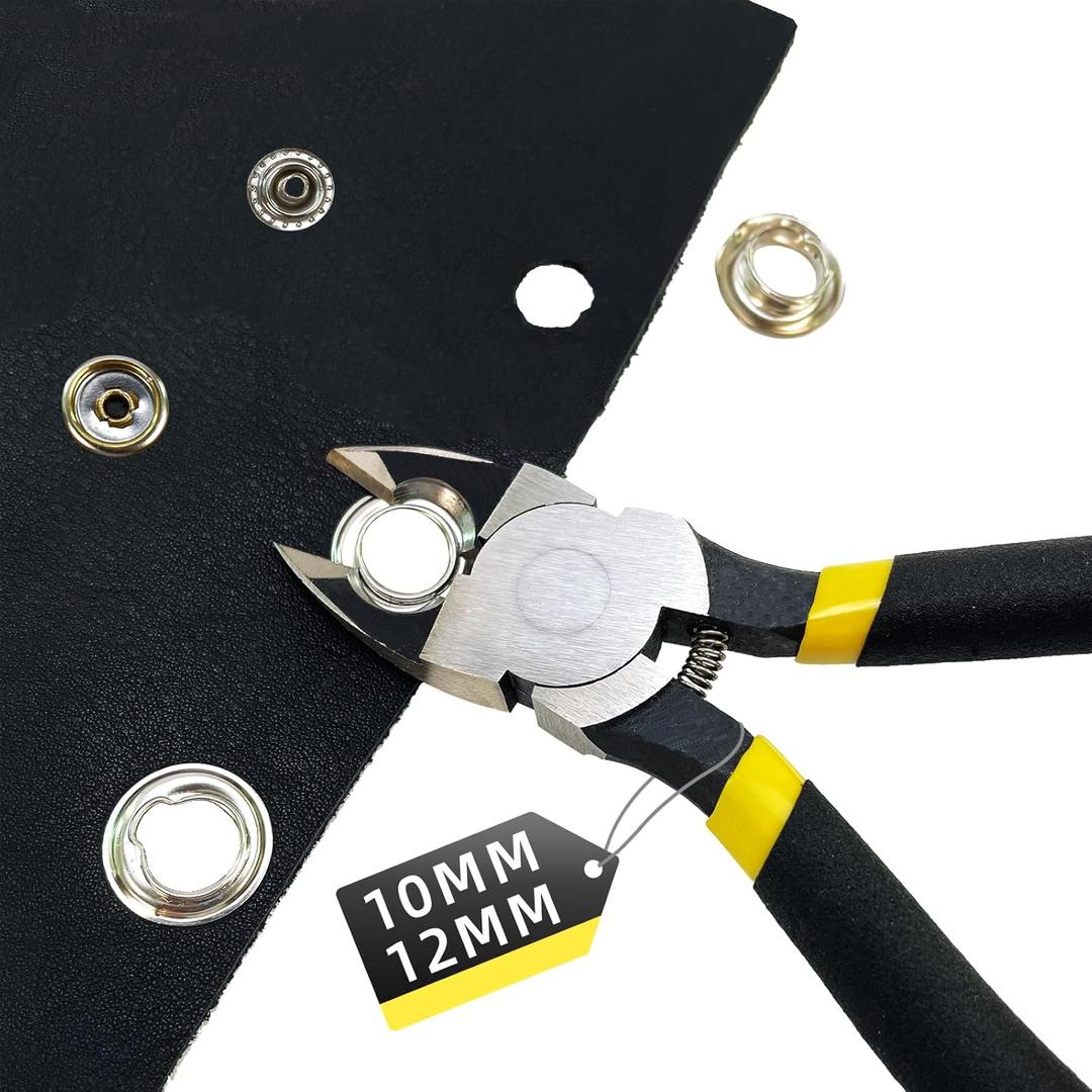 Grommet Removal Tool Kit, Snap Removal Tool for Boat Covers, 10mm and 12mm Trap Grommet kit Remover, 3/8 and 1/2 Replacement Eyelet Plier, Grommet Tool Kit for Tarps Repair, Fabric Rings