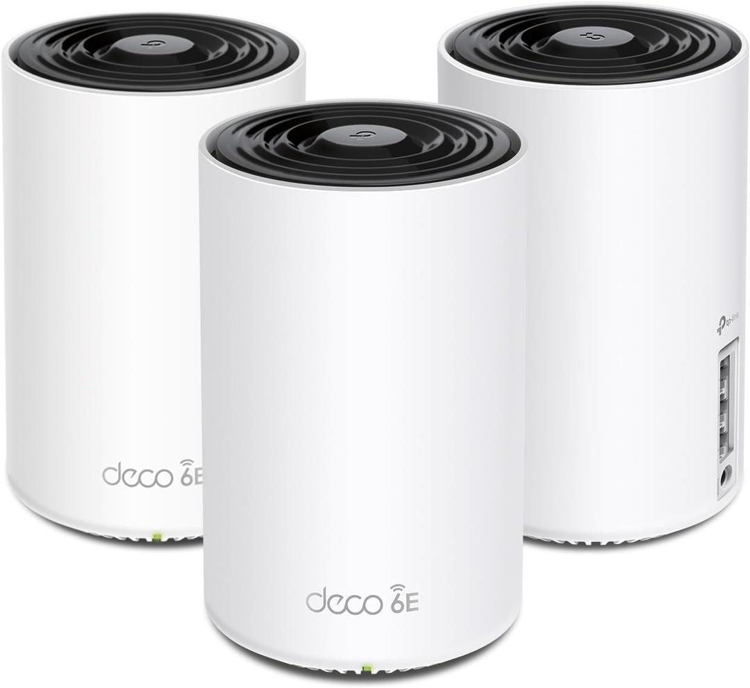 TP-Link Deco AXE5400 Tri-Band WiFi 6E Mesh System - Wi-Fi up to 7200 Sq.Ft, Engadget Rated Best Mesh For Most People, Replaces WiFi Router and Extender, AI-Driven Mesh New 6GHz Band, 3-Pack(Deco XE75) (3 Pack)