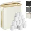 Toilet Paper Storage Basket with Lid and Handle, Foldable Toilet Paper Basket Organizer for Bathroom, Large Capacity Toilet Paper Holder with Storage for 12 Mega or 16 Regular Rolls, Beige