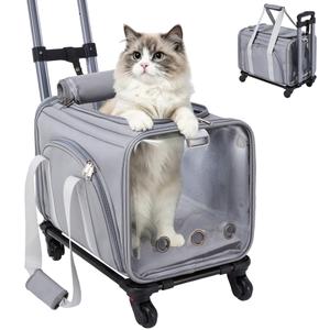 ASPFEIWELL Soft Cat Carrier with Detachable Wheels Expandable - Dog Carrier Foldable Pet Carrier for Cats and Dogs for Travel Outdoor Camping Indoor