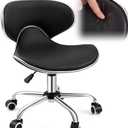 Geelin Pedicure Chair for Nail Tech, Ergonomic Back Support Rolling Stool, Adjustable Hydraulic Salon Spa Stool with Wheels, Swivel PU Leather Nail Tech Chair for Pedicure Tattoo Massage (Black)