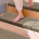 Brakki Bullnose Carpet Stair Treads, Stair Treads for Wooden Steps Indoor Runner and Pets, Non Slip Soft Edging Staircase Protectors, Washable, 29.5"x9.5"x1.5" 14pcs, Grey and Beige