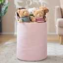 Woven Rope Laundry Hamper, 58L Tall Luandry Basket, Baby Nursery Hamper for Blanket Storage in Bedroom-Large-Pink