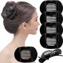 RC ROCHE 6 Pcs Flat Claw Hair Clips for Women Thick Hair French Round Duckbill Square Secure Strong Hold Grip Clamps Barrettes Curved No Slip No Crease Plastic Styling Cute, Medium Black (1 Count (Pack of 6))