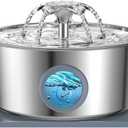 Stainless Steel Cat Water Fountain with Silicone Mat & 2 Filters, 108oz/3.2L Automatic Pet Water Dispenser for Cats Dogs, Quiet Indoor Metal Drinking Bowl, Dog Fountains, Waterer