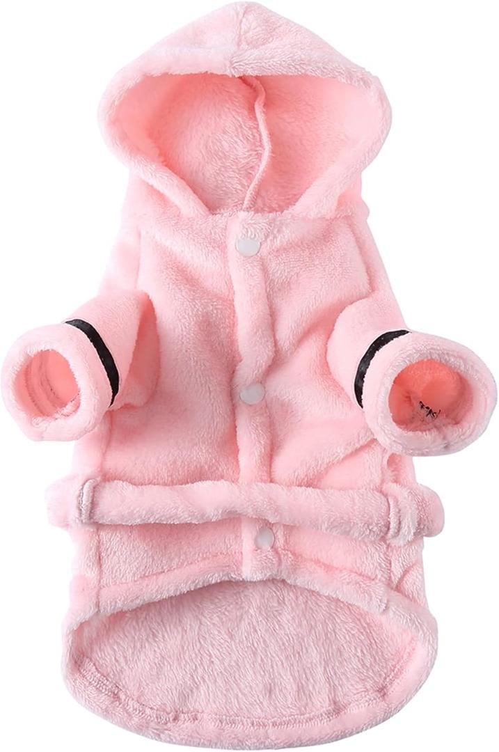 Petyoung Pet Bathrobe Dog Pajama Thickened Hooded Bathrobe Quick Drying and Super Absorbent Dog Bath Towel Soft Pet Nightwear for Puppy Small Dogs Cats (Pink)