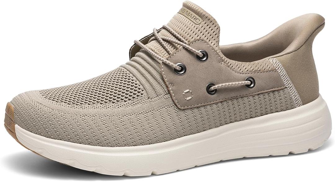 Bruno Marc Men's Hands Free Slip-on Loafers Casual Breathable Sneaker (8.5, Khaki)