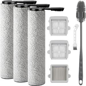 F25 Brush Rollers and HEPA Filter for Roborock F25/F25 ACE/F25 ALT/F25 LT/F25 RT/F25 GT Cordless Wet Dry Vacuum Cleaner, 3 Brush Rollers, 3 HEPA Filters, 1 Water Tank Brush, 1 Cleaning Brush