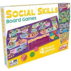Junior Learning Social Skills Board Games, 4 Games, Ages 5-8, Empathy & Manners, Grade 1-2