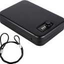 Dalmbox Gun Safe for Pistols Small Handgun Lock Box with Combination Lock Portable Travel Pistol Safe for Car, Home, Travel (Black)