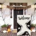 2 x Halloween Peeking Monster Garden Flag, Welcome Garden Flag Halloween Yard Double Sided Burlap Holiday Farmhouse Home Outdoor Yard Decor 12 x 18 In