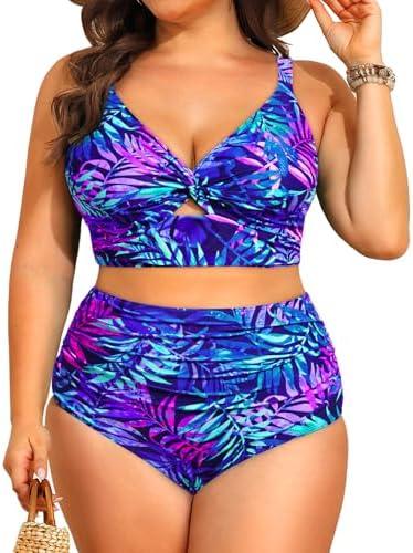 Daci Plus Size Two Piece Swimsuits - Women High Waisted Bikini Tummy Control Bathing Suits Knot Twist Swimwear 2025, 18