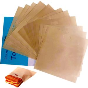 12 Pack Reusable Toaster Bags - Non-Stick, Toast Sandwich Bags for Toaster, Microwave, Grill and Panini Snacks