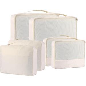 DoubleTrip Packing Cubes for Travel Accessories Luggage Organizer Bag Set Clothes Carry on Suitcase Bags (Cream)