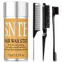 Slick Back Hair Brush & Hair Wax Stick Set - Frizz Control & Flyaway Smoothing - Sleek Ponytails, Buns, Edges - Styling Cream/Gel/Balm/Pomade Stick for Women - Styling Accessories for Girls & Kids