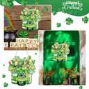 2 x Glenmal St. Patrick's Day Outdoor Decorations Happy Patrick's Day Door Sign Wooden Irish Door Hanger Classic Green Shamrock Wooden Sign for Farmhouse Porch Front Door Outdoor Home Decor