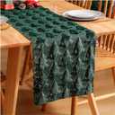 2 x Christmas Tree Soft Plush Faux Fur Christmas Table Runner Winter Holiday Kitchen Dining Table Decoration for Home Party Decor (Green, 13X72 Inch)