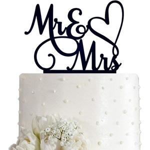Mr and Mrs Cake Topper, Bride and Groom Sign Wedding/Engagement Cake Toppers Decoration, Black Acrylic