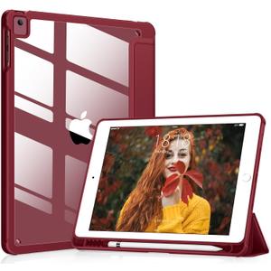 VIKESI for iPad 6th / 5th Generation 9.7 inch Case (2018/2017), iPad Air 2 & 1 (2014/2013) Case, Clear Back, Smart Cover [Built-in Pencil Holder, Auto Sleep/Wake]
