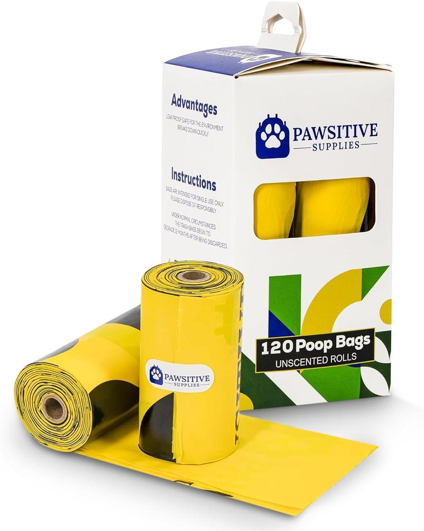 Eco-Friendly Poop Bags - 120 Bags Made from Cornstarch, Unscented and Perfect for Your Daily Walks