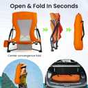 Portable Folding Beach Chair for Adults - Lightweight Low Back Sling Chair with Cup Holder & Storage Pocket, 300lbs Capacity Camping Chair for Outdoor, Lawn (Bright Orange, 2 pcs)