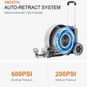 Portable Trolley Cart Retractable Hose Reel by HOZEREEL, All in One Connectable Garden Hose Reels and Enclosed Storage, Self Propelling Hose Reels, 10 Pattern Nozzle, 100FT 1/2" Hose Included