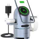 Magvio 3 in 1 Mag-Safe Charging Station with Bluetooth Speaker, Auto-Rotating Magnetic Stand, 15W Qi2 Fast Wireless Charger for iPhone 17/16/15/14/13/12, Apple Watch, AirPods, 30W USB-C Adapter