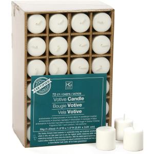 Hosley Unscented White Votive Candles, 72-Pack  Clean-Burning, Long-Lasting 10-12 Hour Burn  Ideal for Weddings, Home Dcor, Spa, Events  Bulk Value for Versatile Use