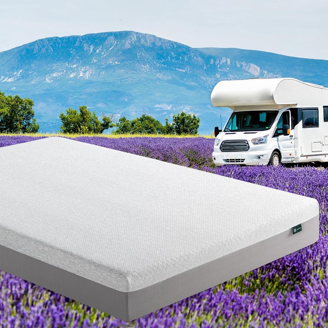 Zinus 8 Inch Ultima RV Memory Foam Mattress New Version, Short Queen, Fiberglass Free, Medium Firm Feel, Breathable Memory Foam, Certified Safe Foams & Fabric, Mattress in A Box White