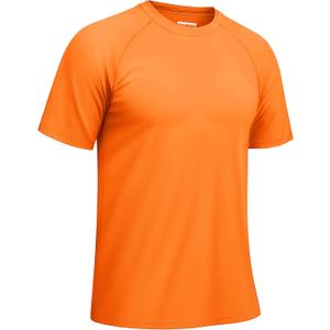 TACVASEN Men's Rashguard Shirts Short Sleeve UPF 50+ Sun Protection SPF T-Shirt Quick Dry Fishing Swim Athletic Tops (Orange, S)