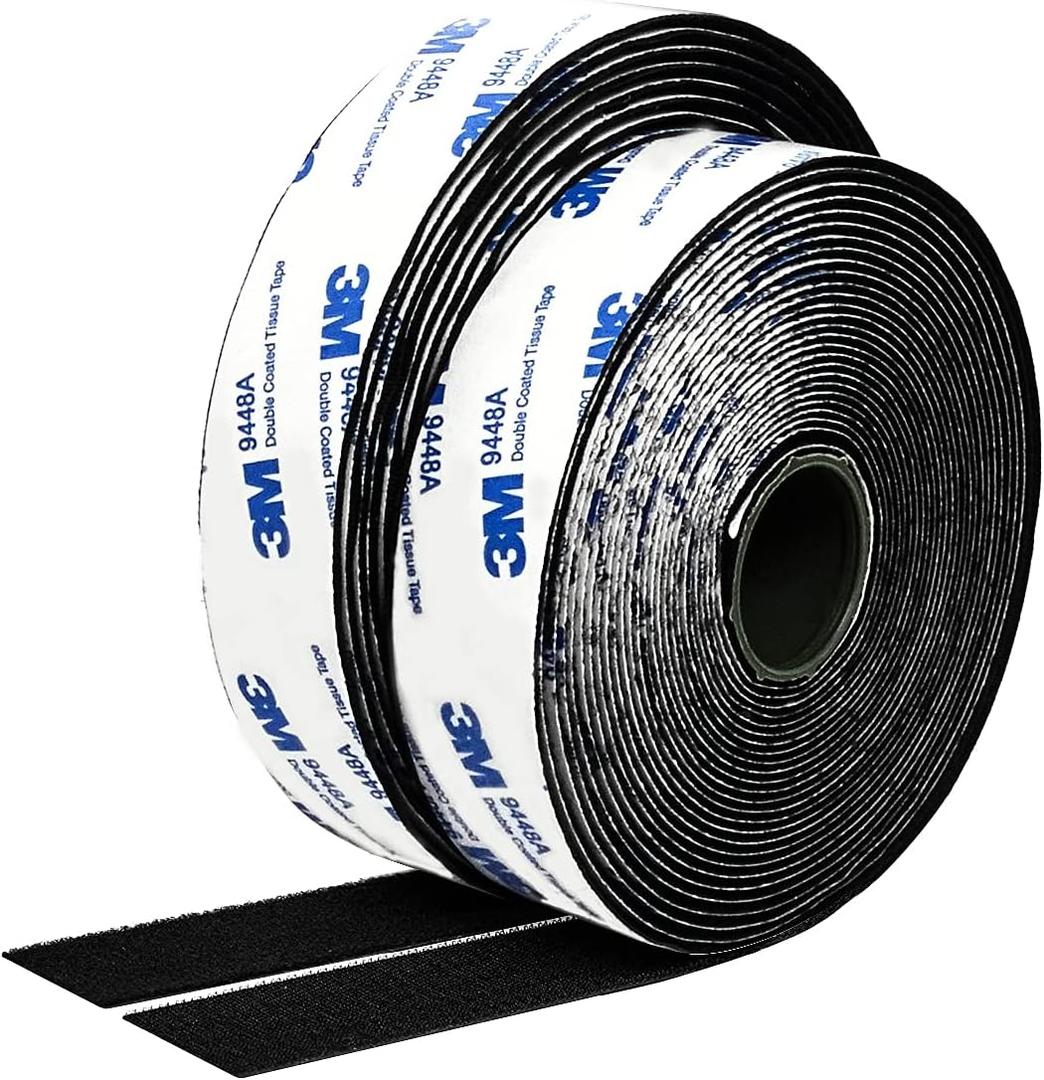Hook and Loop Tape 1in x 20ft, Self-Adhesive Interlocking Strip, Mounting Tape Heavy Duty Adhesion, Picture Hanging Strips Fastener, Double Sided Carpet & Rug Fixation