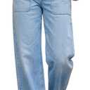Women's Wide Loose Straight Leg Jeans Trendy High Waisted Jeans for Women Baggy Denim Pants with Pockets