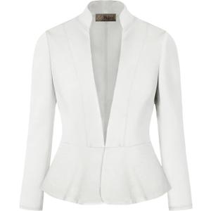 Hybrid & Company Women's Casual Work Office Elegant Open Front Premium Nylon Blazer Jacket (3X, Jk1135-ivory)