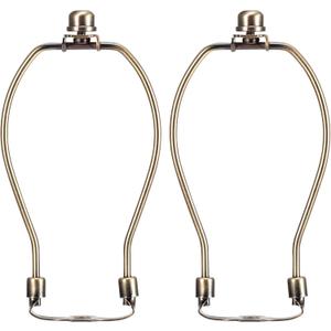 Lamp Harp 7 Inch, Saangseon Light Duty Antique Brass Lamp Shade Holder Replacement with Finial and Detachable 3/8 Saddle Base, Set of 2 DIY Lighting Accessories