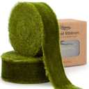 Moss Green Velvet Ribbon 1 Inch x 6 Yd Handmade Frayed Vintage Thin Ribbons for Christmas Tree Home Decor Wreath Craft Ornaments Gift Tags Wrapping