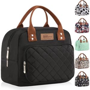 Buringer HOMESPON Lunch Bag for Woman Man Adults with Front Pocket Insulated Lunch Tote Lunch Box Container for Work Picnic or TravelBlack