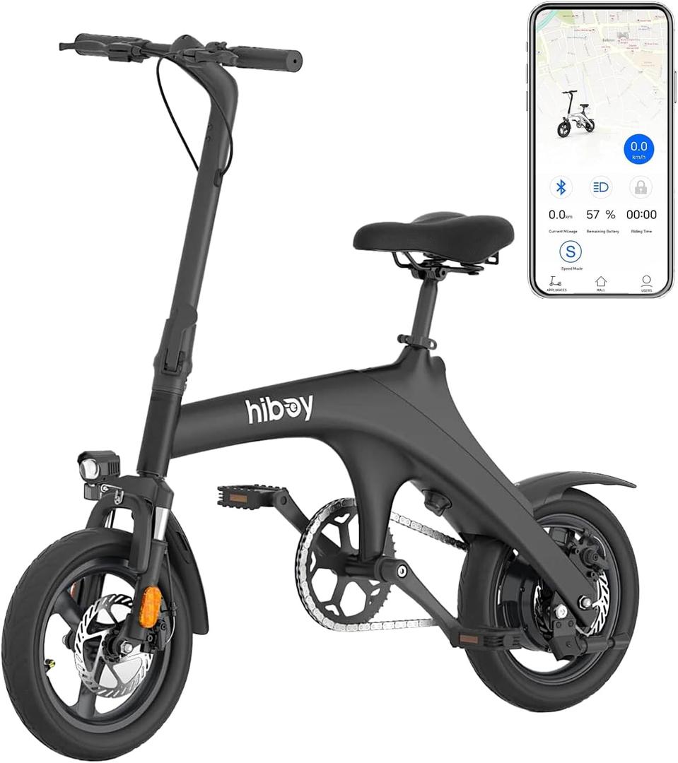 Hiboy Electric Bike for Adults, Max 20MPH Speed & 43.5 Miles RangePAS, 500W Peak Motor and Removable Battery, Front Suspension Electric Bicycle, 14" Foldable ebike, UL2849 Certified