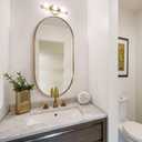 Andy Star Brass Oval Mirror, 24x40 Inch Bathroom Mirror Gold, Brass Vanity Mirror, Pill Shaped Mirrors Gold Metal Frame Stainless Steel 1 Deep Hang Vertically & Horizontally