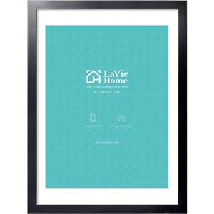 LaVie Home 20x28 Poster Frame Black, Display Pictures 18x24 with Mat or 20x28 Without Mat, Stable and Sturdy Picture Frame with Polished Plexiglass, Horizontal and Vertical Format of The Wall（1 Pack）