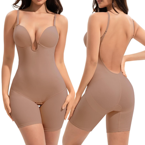 Slimers Backless Shapewear Tummy Control: Low Back Plunge Shapewear Bodysuit - Slimming Built-In Bra Full Body shaper Woman, Large