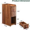 Narrow Nightstand Set of 2, Wooden Small 2 Drawer Nightstand, Slim Side End Table, Skinny Bedside Table, Mid Century Modern Night Stand with Drawers, for Bedroom (Walnut-2pcs), 15.94"D x 7.87"W x 23.62"H