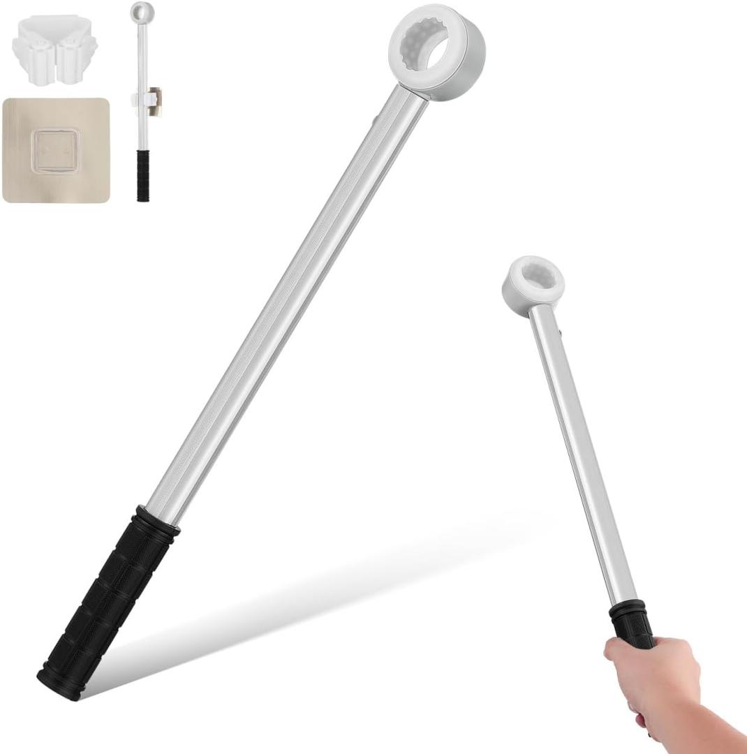2 x Cabilock O Shaped Window Blind Rod with Hook Long Handle Push Pull Tool for Opening Blinds and Shades Curtain Pole for Bay Window Treatment Hardware
