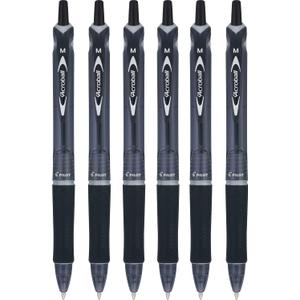 PILOT Acroball Colors Advanced Ink Refillable & Retractable Ball Point Pens, Medium Point, Black Ink, 6 Pack