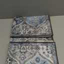 Washable Area Rug Moroccan Trellis Entryway Rug Doormat Stain Resistant Non-Slip Accent Rug Vintage Medallion Distressed Floor Carpet for Front Entrance Kitchen Bathroom, Blue/Grey, 2' x 3'