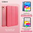 CoBak Case for iPad (A16) 11th Generation 11 Inch 2025, iPad 10th Generation 10.9 inch 2022, Slim Stand Protective Cover with Hard PC Translucent Back Shell Cover, Support Touch ID, Raspberry