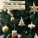 Mr. Pen- Assorted Christmas Tree Ornaments Set, 77 pcs, Gold Holiday Ornaments, Shatterproof Plastic Decorations with Gold Hanging Thread, Classic Ball & Festive Shapes for Christmas Tree Dcor